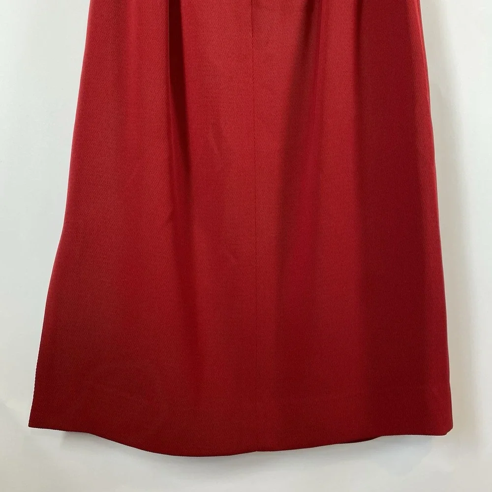 Travis Ayers Women's Pencil Midi Skirt Red Sz 8 Slit Classic Modest Professional
